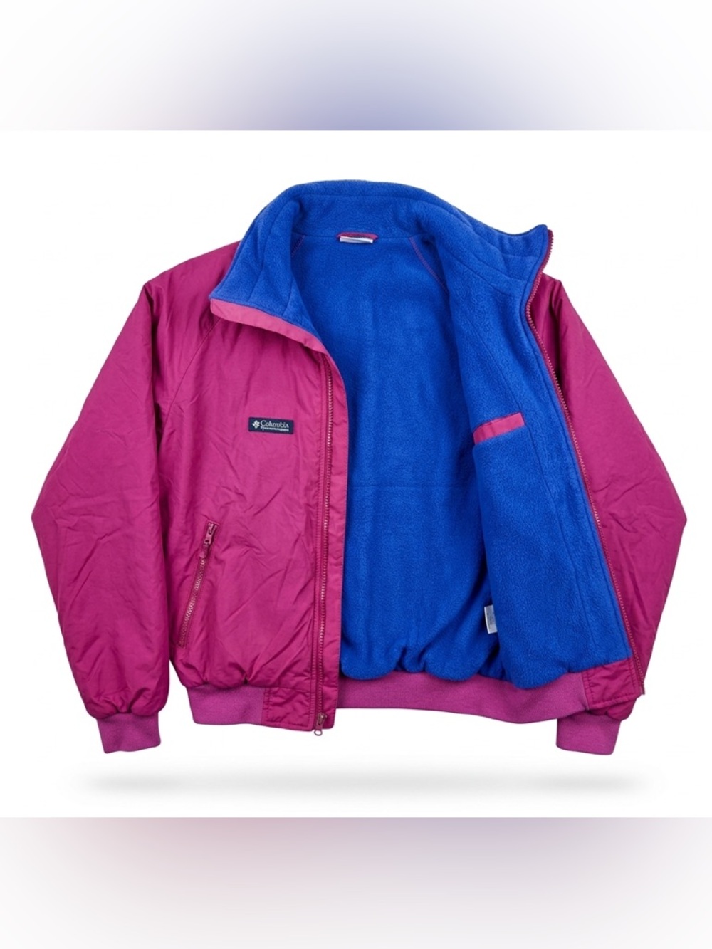 Vintage Columbia Windbreaker 90s Gorpcore Colorblock Pink Blue-Medium